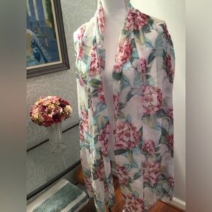 Floral Scarf with Pink and Green Accents